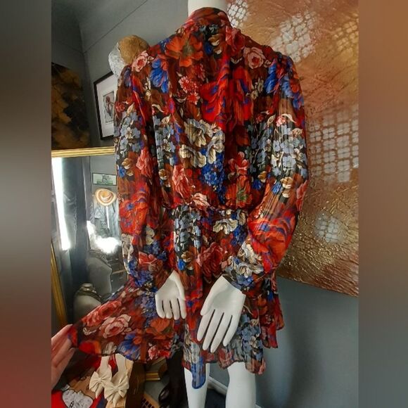 Zara Nwot Floral Chiffon Mini Dress - Picture 2 of 16